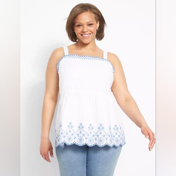 Lane Bryant Classic Square-Neck Peplum Eyelet Tank. Size 22 - Picture 4 of 6